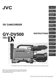 JVC GY DV 500 manual. Camera Instructions.